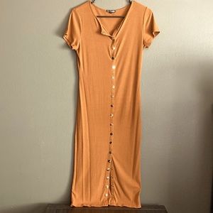 FASHION NOVA Ribbed short sleeve dress, Pumpkin Orange